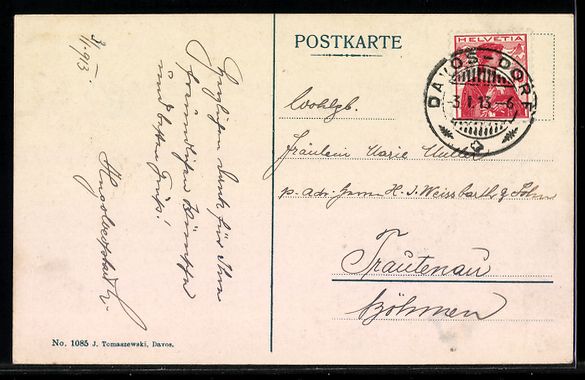 Cartoline postali: Davos-Platz, Ortsansicht mit Albertitobe – Usato da Berlin venduto da bartko-reher 1