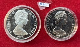 1008 500 Feinsilber 1976 5 Dollars Cook Island + 1 Dollar