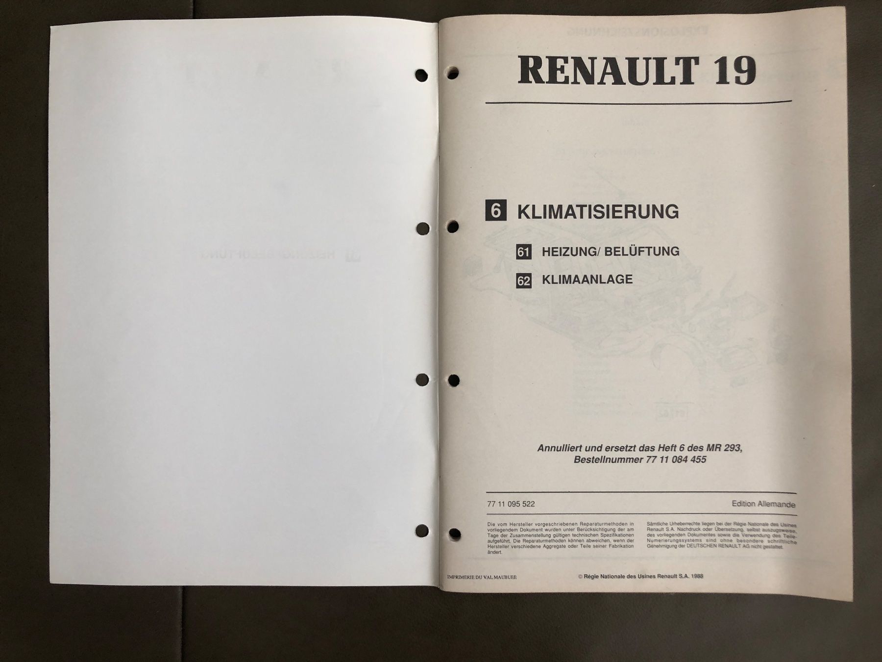 Libri: Buch Renault 19 MR 293 Klimatisierung – Usato da Nunningen venduto da anclaudia 1