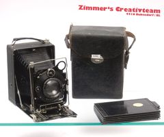 Tauber Plattenkamera 9/12cm, 13.5cm 3.5, Kassetten, Tasche