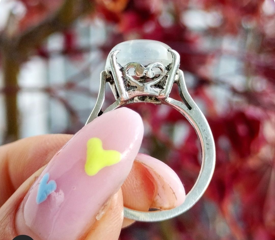 Anelli: ✨Antiker Cateye Mondstein Silber Ring – Usato da schwyz venduto da larry91sz 7