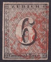 2S, ZÜRICH 6, Type IV, 74.Marke, breitrandig, Atteste