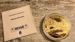 St. Gotthard- Tunnel vergoldete Medaille 🇨🇭2017 Top!