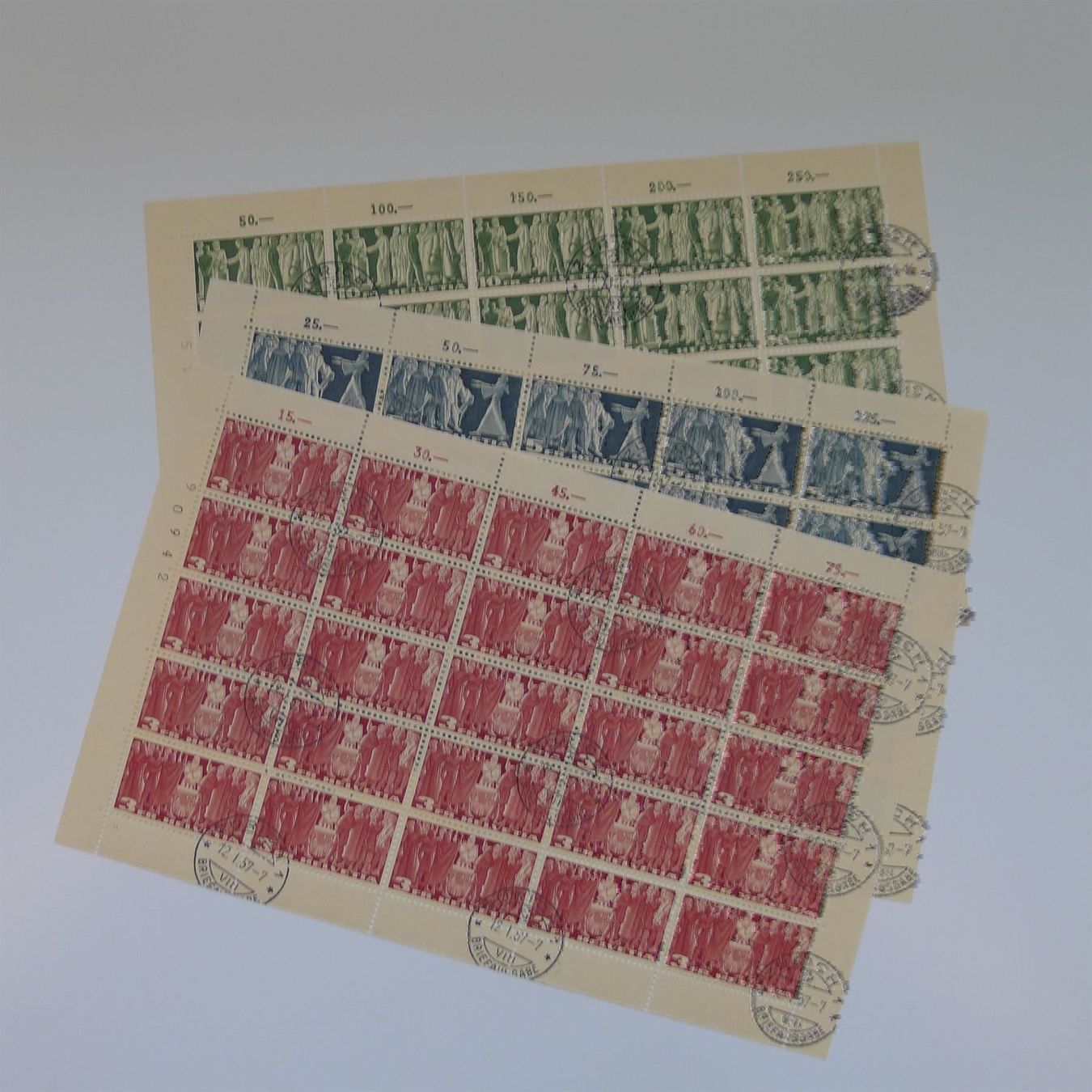 Alle Briefmarken: 1955 Nr.216x/217x/218x im Bogen!!! – Gebraucht aus Dagmersellen von wyss1982