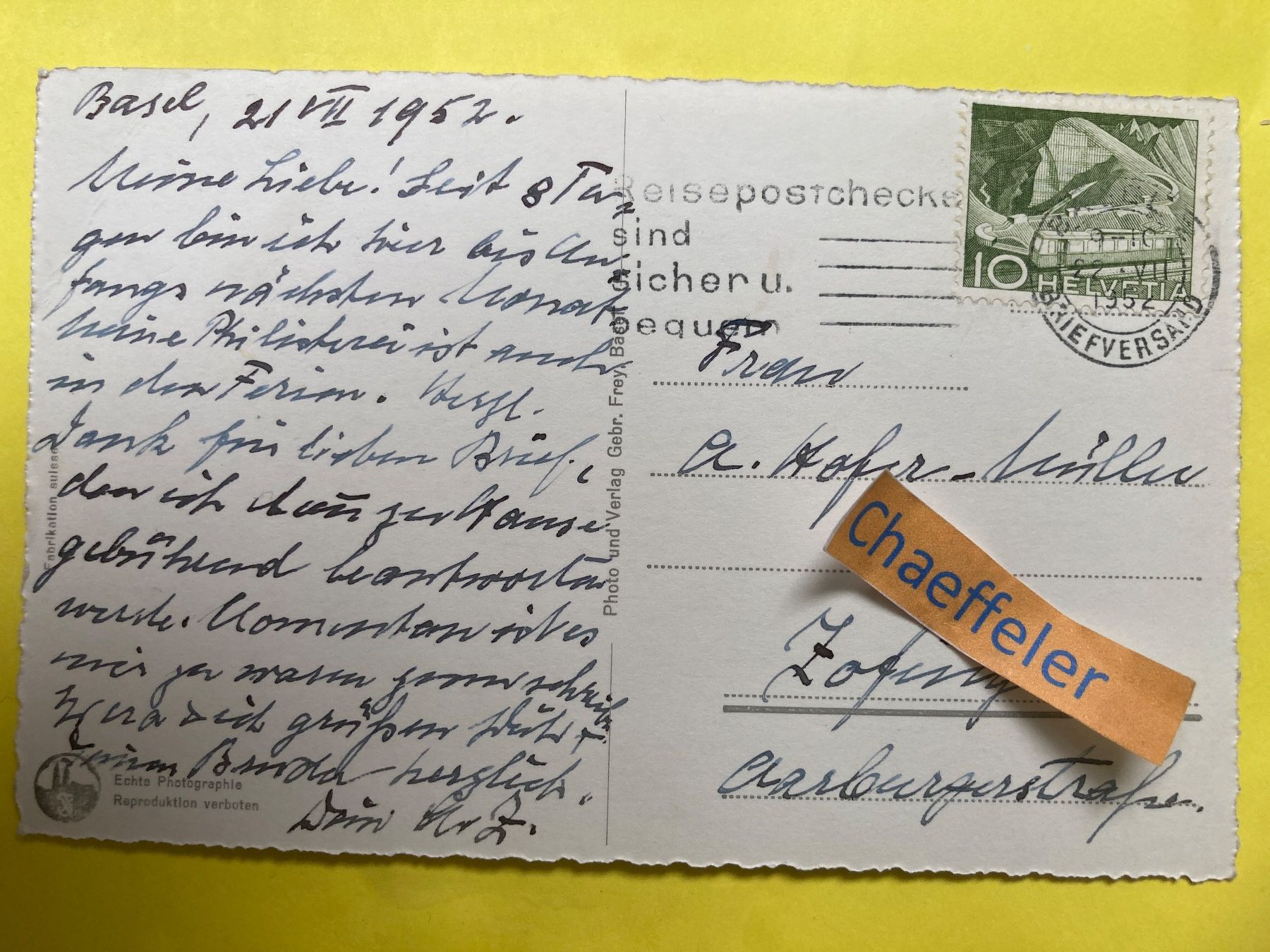 Cartoline postali: 1952  569 á Basel. Bahnhofplatz – Usato da Zürich venduto da Chaeffeler 1