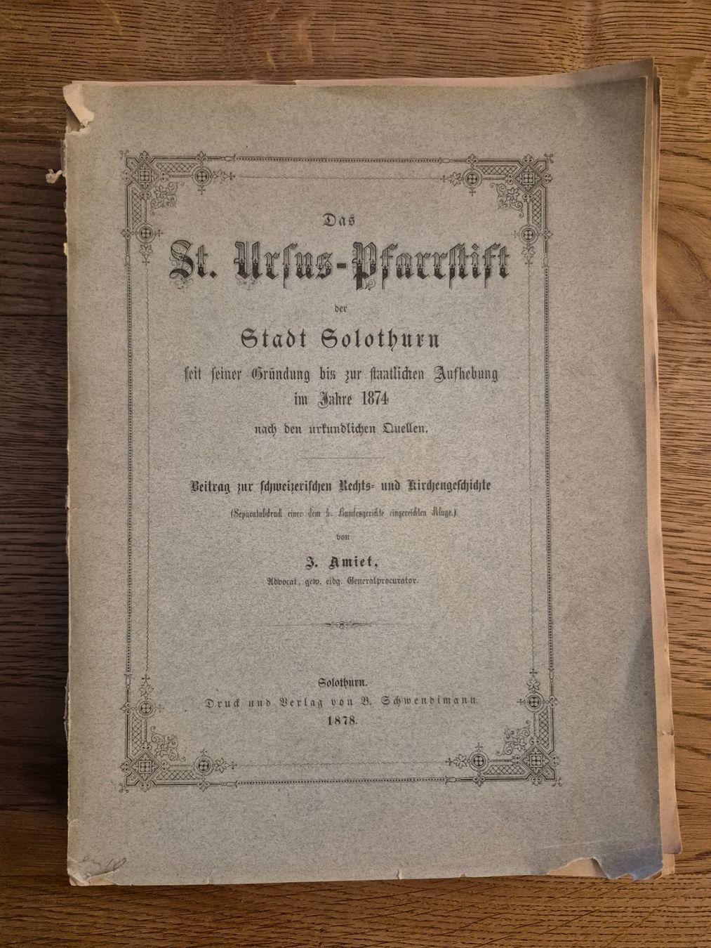 Libri: Das St. Ursus-Pfarrstift der Stadt Solothurn – Difettoso da Balsthal venduto da Jamamoegg
