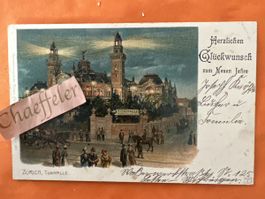 Ansichtskarte Zürich Tonhalle gelaufen 1906 alt</div>