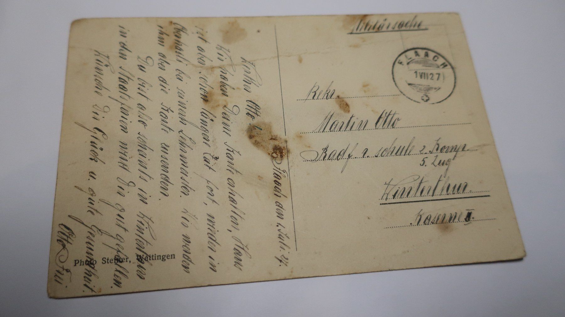 Cartes postales: Flaach  1927 – Défectueux à Cormoret par Pascalll2001 5