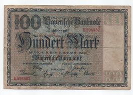 100 MARCHI-1 GENNAIO 1922- GERMANIA -STATO FEDERALE BAVIERA
