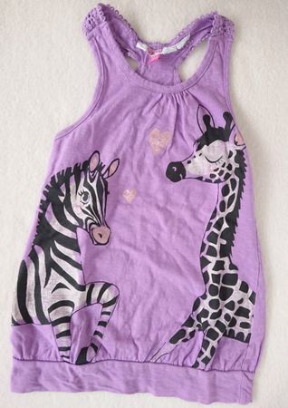 Mädchen Tanktop lila Zebra Giraffe Grösse 122