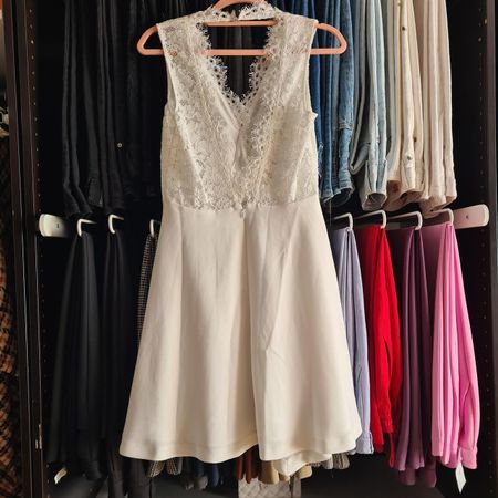 Claudie Pierlot Kleid Asymmetrisch Spitze Weiss