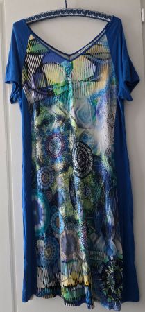 STRANDKLEID BARANDI BLAU GEMUSTERT GR: 2XL (Versand möglich)