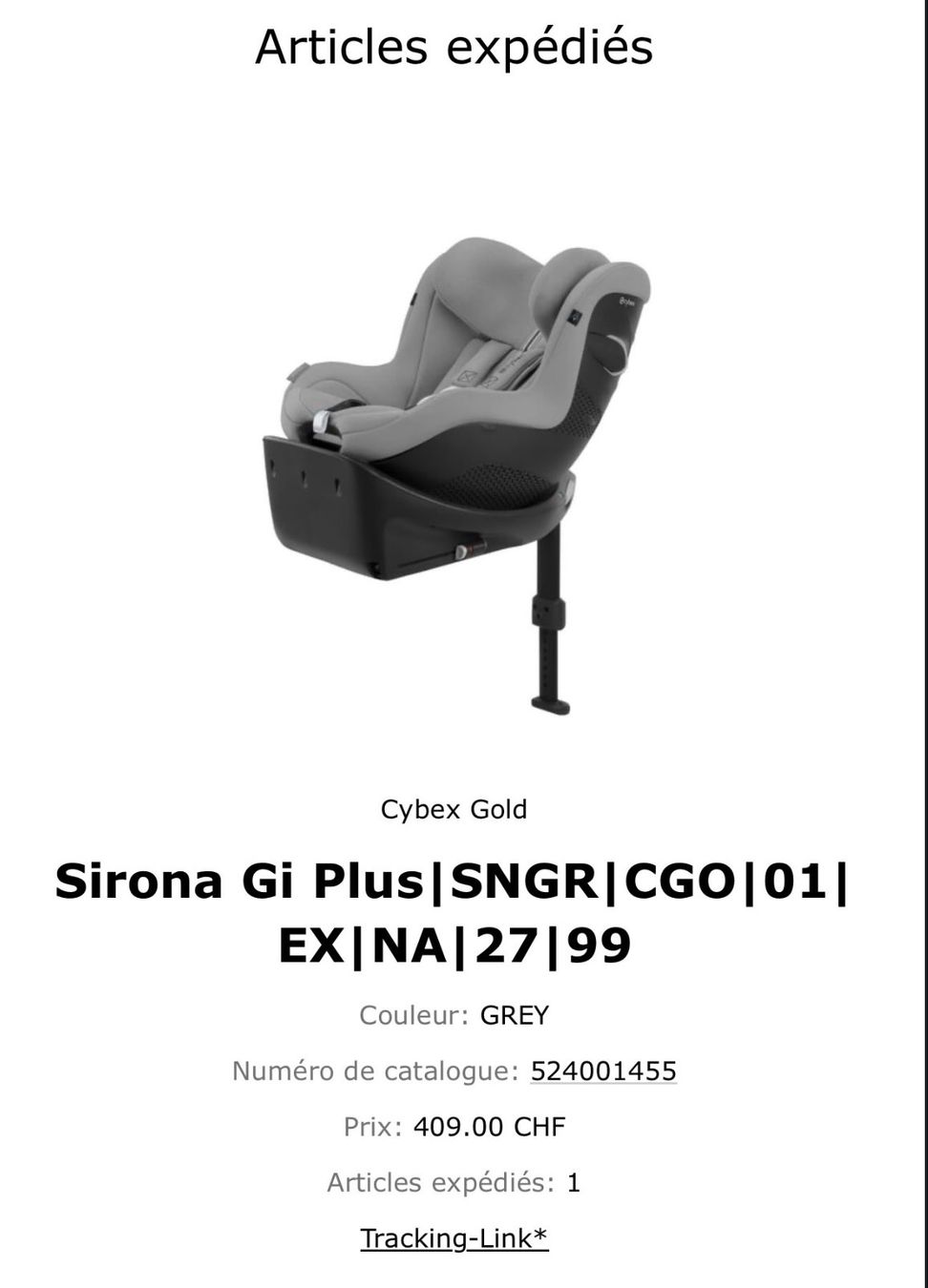 Cybex Auto-Kindersitze: Siège auto Cybex Sirona Gi Plus Gris 40-105cm – Gebraucht aus Chardonne von sta_6y66