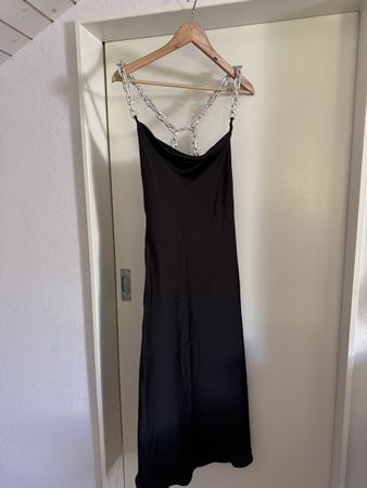 Zara Black Dress with Chain Straps, Size S - Summer!