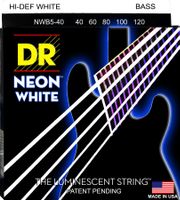 DR Electric Bass Strings:NEON White, 5-String @ 040-125