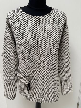 Pullover , Schachbrettmuster, schwarz/beige Gr. 38