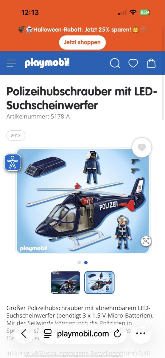 Playmobil Spielzeuge: Playmobil Polizeihubschrauber mit LED Suchscheinwerfer – Gebraucht aus Feuerthalen von Baggiomania 5