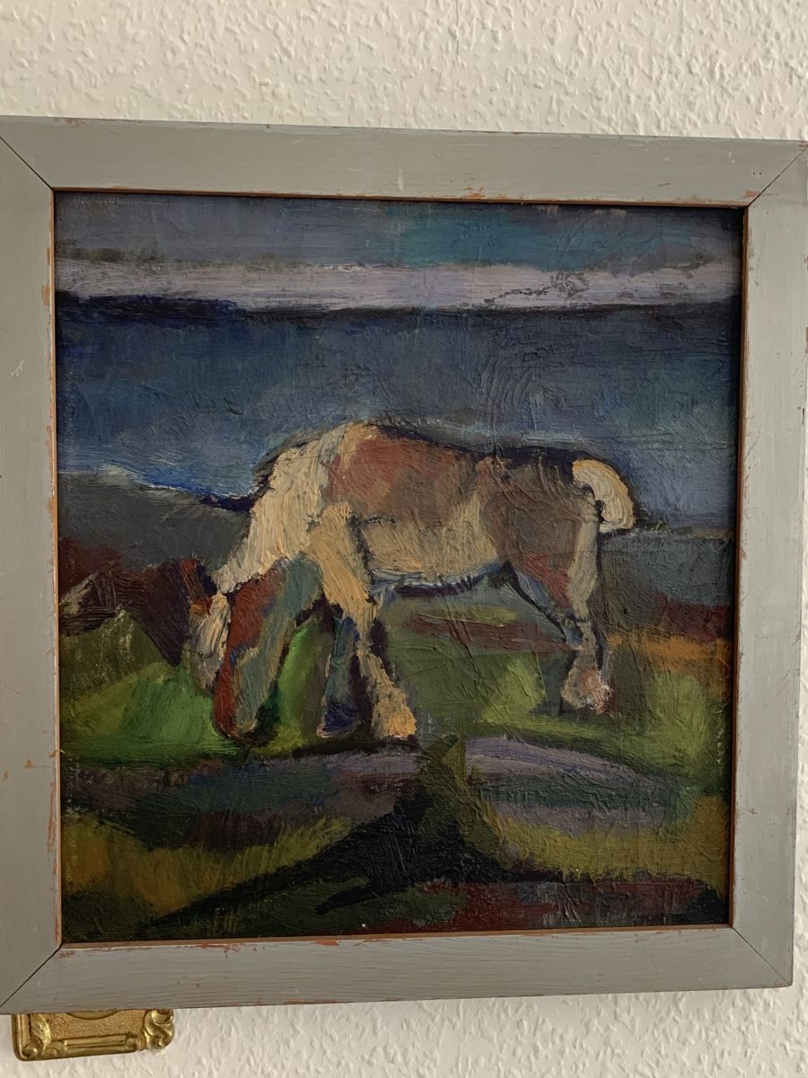 Dipinti: Très joli tableau, expressionniste, représentant un cheval, – Usato da Lausanne venduto da Nugget.Vintage 1