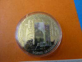 versilberte Medaille PP 50 mm, 50 Frankennote  1995