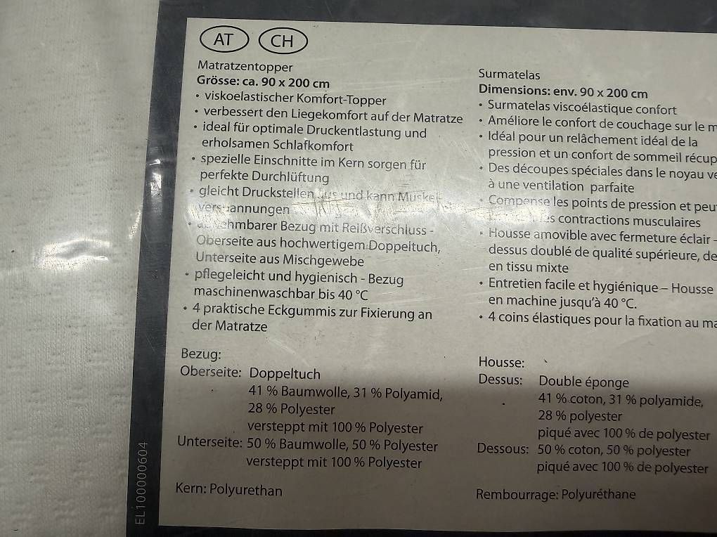Materassi: neuer Matratzentopper 90x200cm – Nuovo e nell'imballaggio originale da Necker venduto da liq24 3