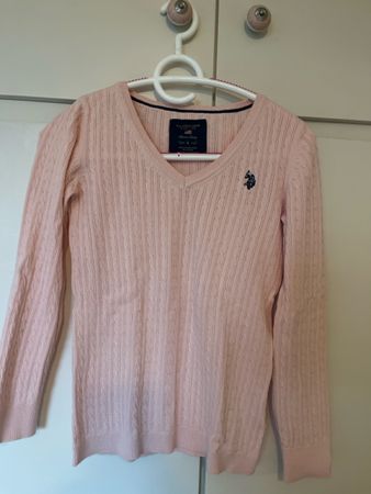 Polo pink small jumper cotton ribbed knit