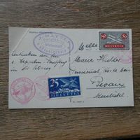 1930  interessante CH - FLUGPOST - Karte / ZEPPELINPOST !!