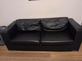 Sofa Kunst-Leder schwarz gebraucht