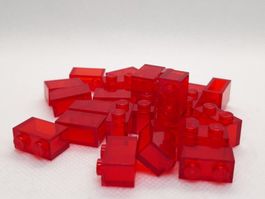 Lego 25 Stk. Bricks 1x2 (transparent red)