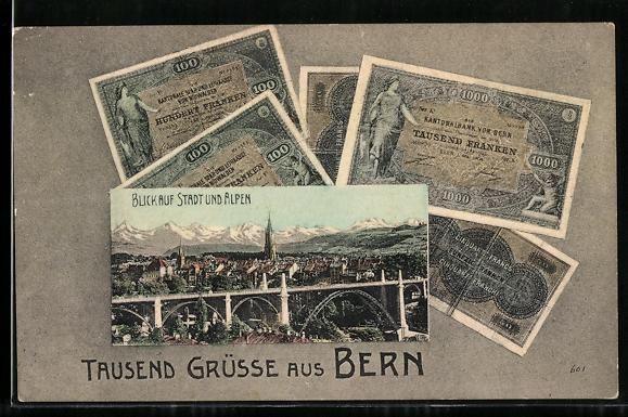 Ansichtskarten: Bern, Orts- und Alpenpanorama mit Geldsc – Gebraucht aus Berlin von bartko-reher