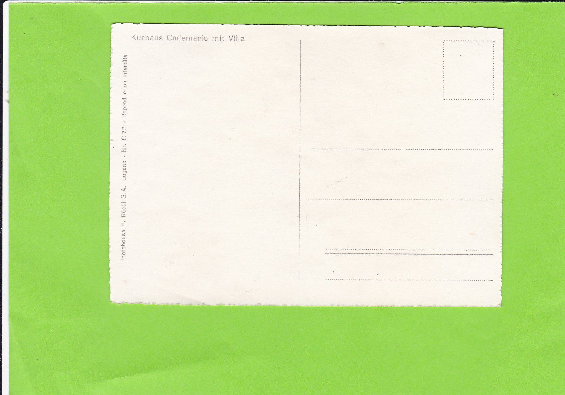 Cartoline postali: Kurhaus Cademario mit Villa – Usato da St. Peterzell venduto da neckertal 1