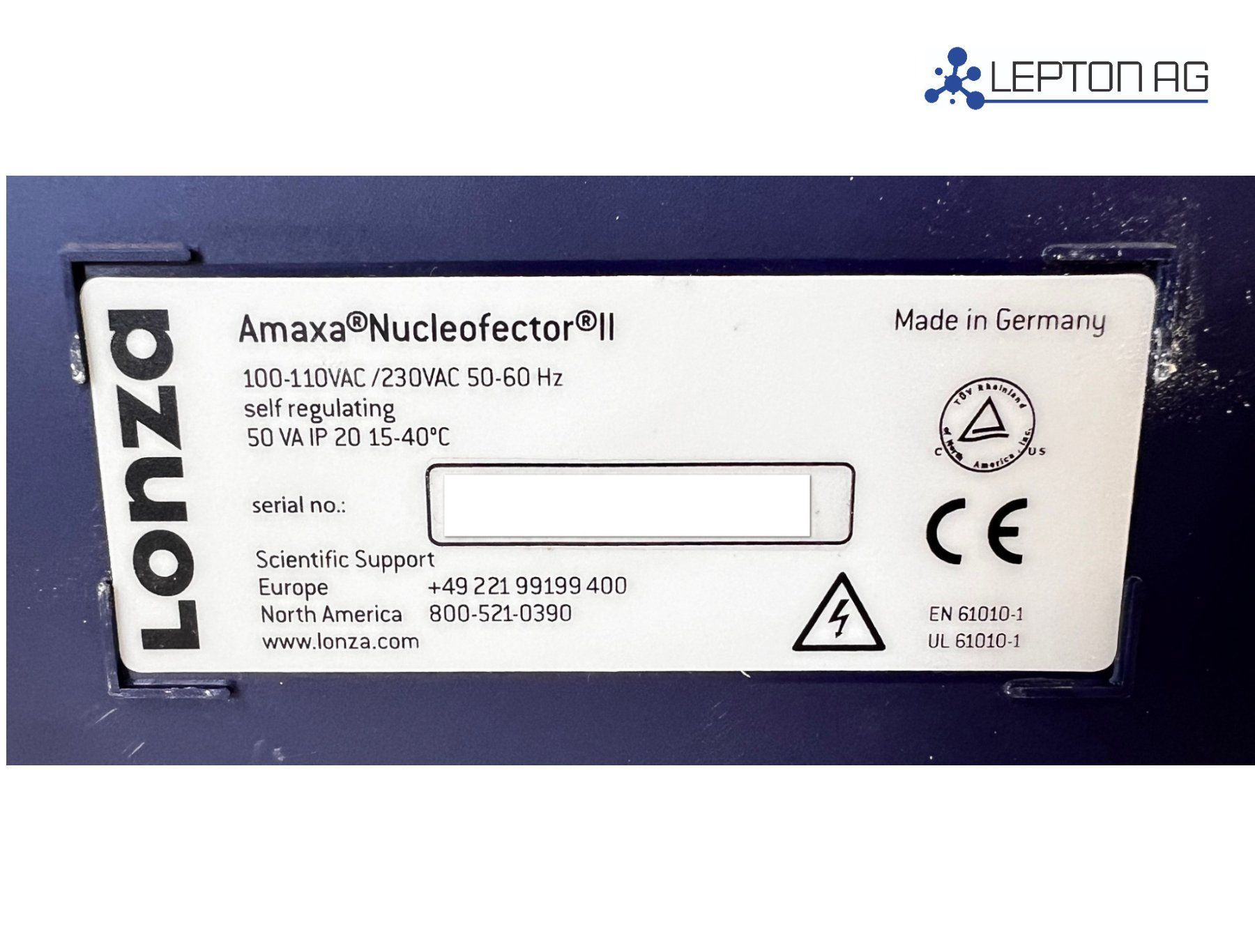 Accessori da laboratorio: Lonza Amaxa Nucleofector II – Usato da Niederdorf venduto da LeptonAG_Labor 6
