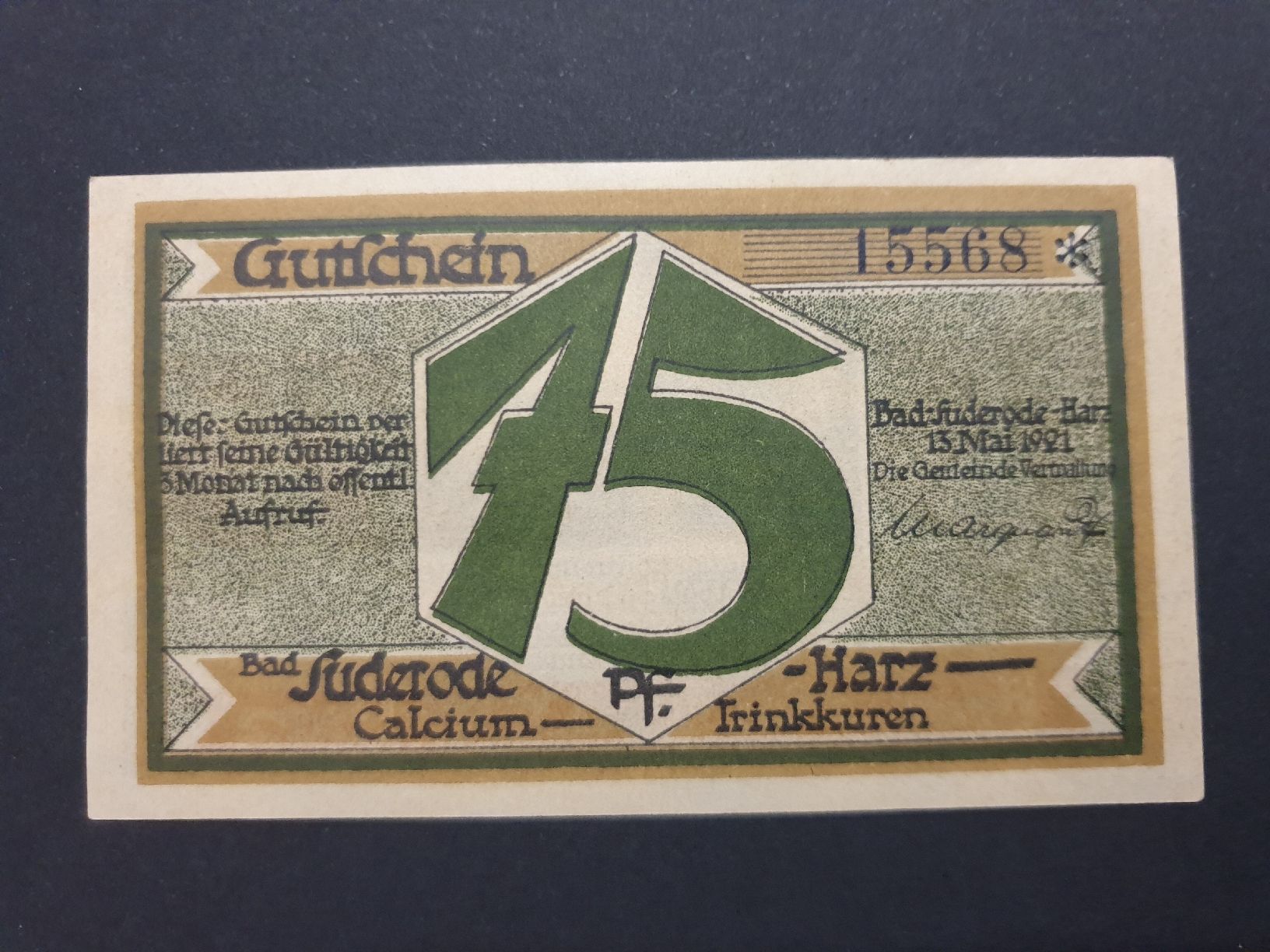 Banconote: D.R Notgeld Suderode Bad 1921 n°1 – Usato da Versoix venduto da rucio 1