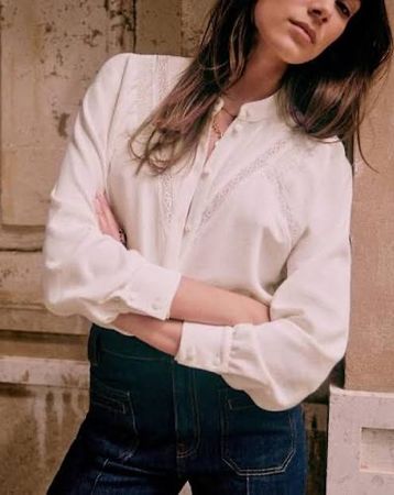 Sezane Bluse in Creme, Grösse 34 wie neu