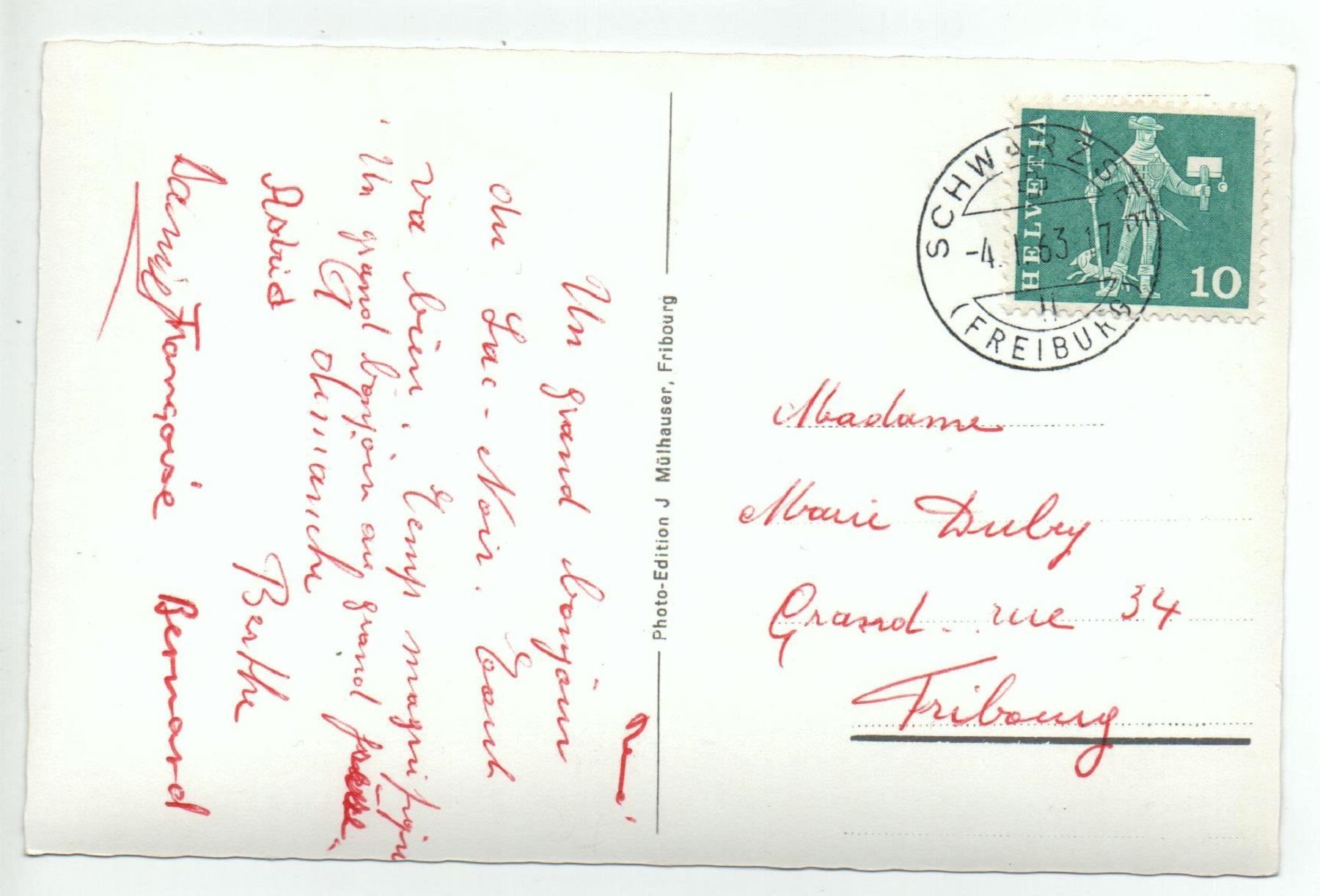 Cartoline postali: SCHWARZSEE LAC NOIR Skilift – Usato da Jona venduto da philajona 1