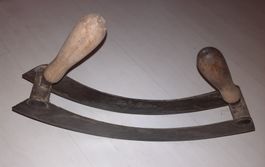 Altes Wiegemesser, 2 Klingen Holzgriffe, gebrauchter Zustand