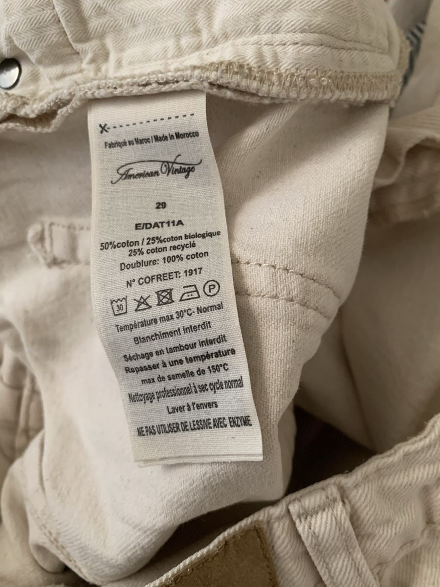 Jeans: American Vintage jeans ecru 29 – Usato da Lausanne venduto da animal022 2