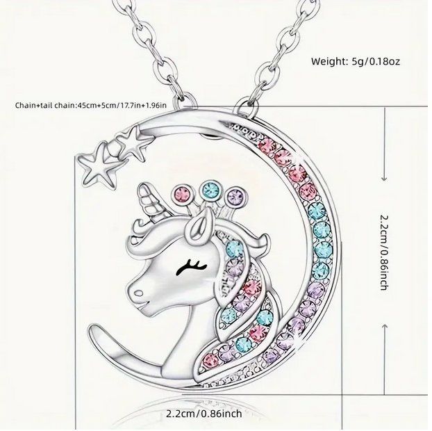 Catenine: SÜSSES MOND EINHORN HALSKETTELI SILBERFARBEN  NEU – Nuovo e nell'imballaggio originale da Bad Ragaz venduto da Schtupsi 2