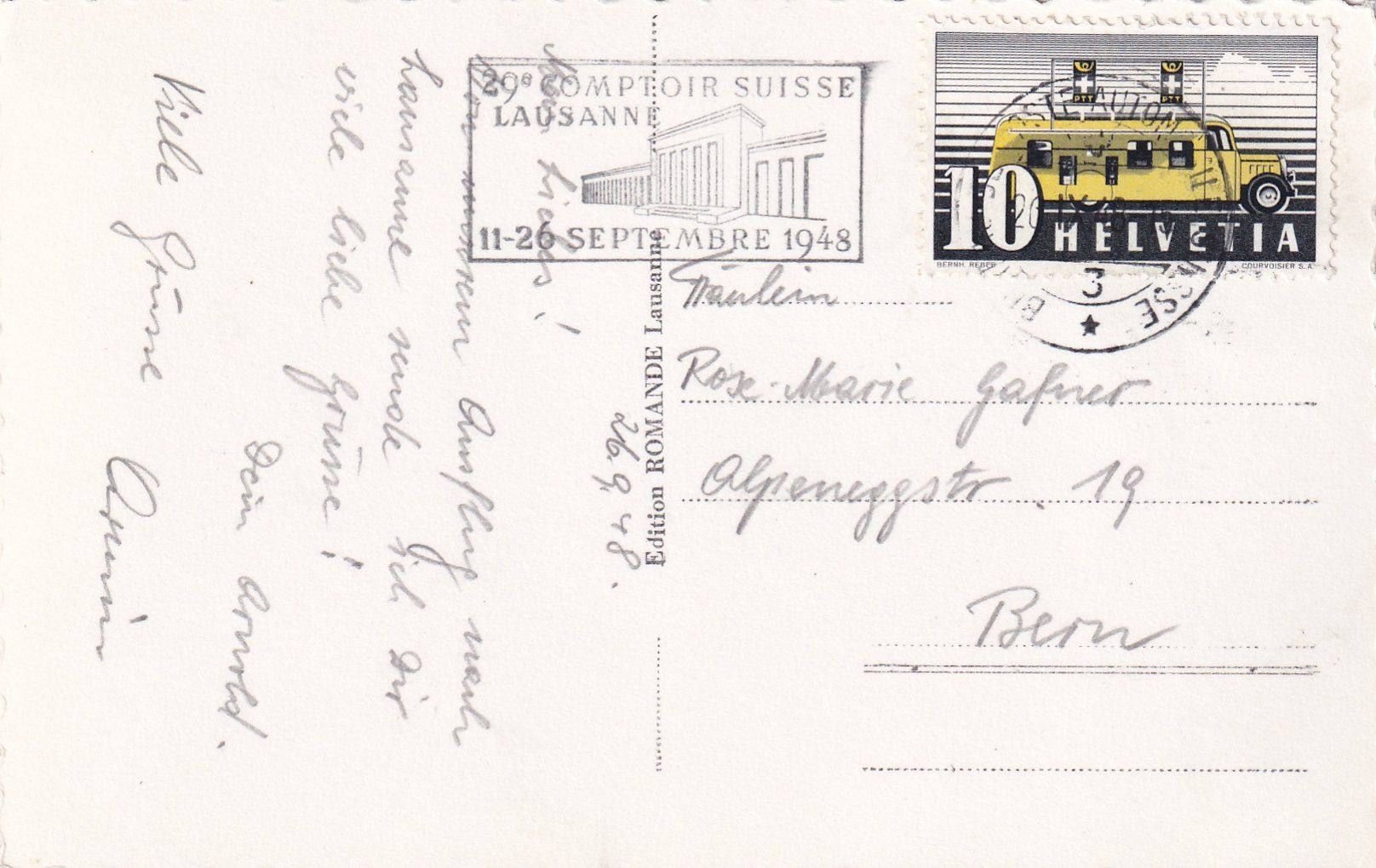Cartoline postali: Lausanne - Comptoir Suisse /mp – Usato da Hombrechtikon venduto da Rudolf07 1