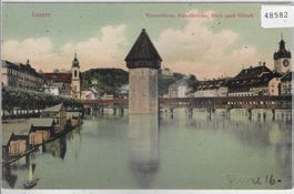 Luzern - Wasserthurm, Kapellbrücke, Blick nach Gütsch