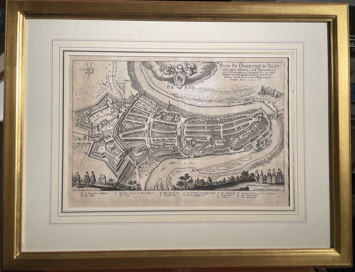Incisioni: M. Merian Kupferstich Bern 1654 – Usato da Biel/Bienne venduto da Galaq