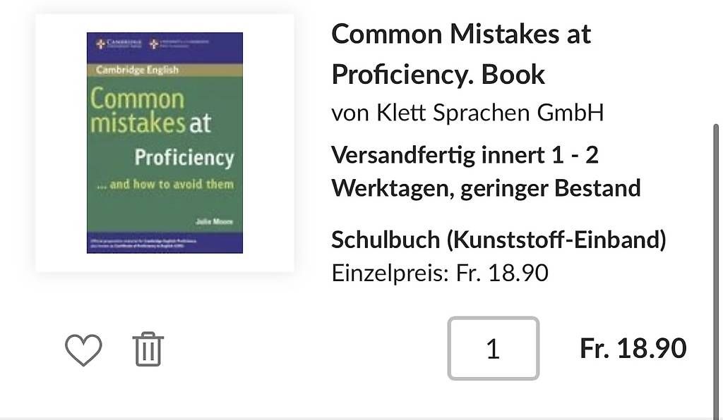 Bücher: Common Mistakes at Proficiency. Book – Gebraucht aus Oberglatt ZH von dar_9vlg 2