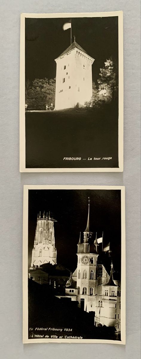 Cartoline postali: Ansichtskarten Schweiz - Roter Turm und Rathaus, Freiburg – Usato da Düdingen venduto da polytropon_5