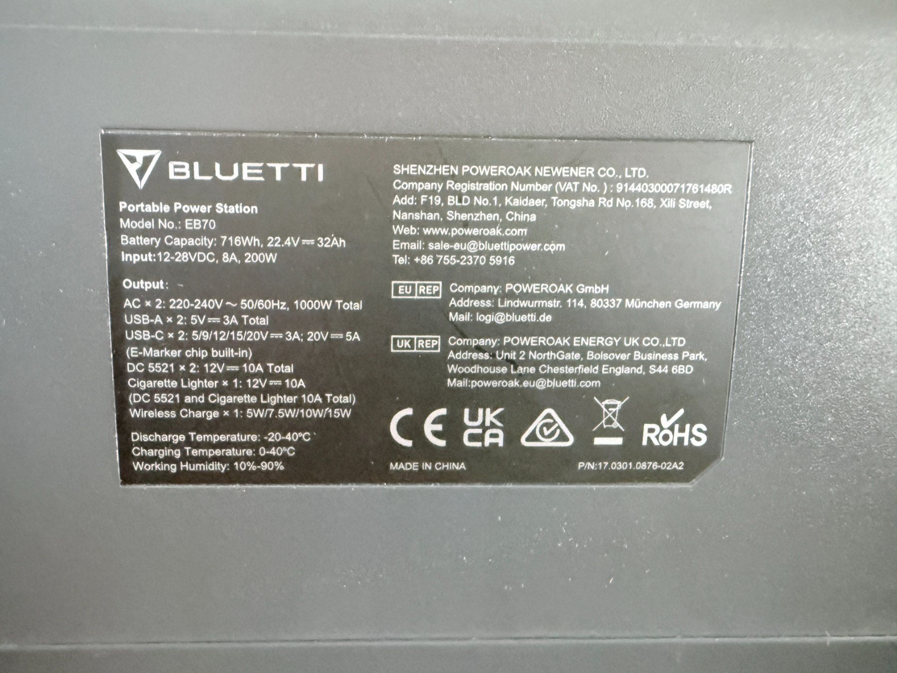 Bluetti Batterie: Bluetti EB70 Tragbare Powerstation 1000 W 716Wh – Usato da Zürich venduto da Knaerri 1