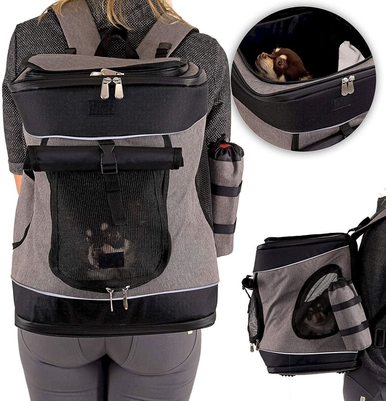 Gabbie, trasporto & Sicurezza: Haustierrucksack faltbare grau/schwarz – Nuovo e nell'imballaggio originale da Bottighofen venduto da zaap 5