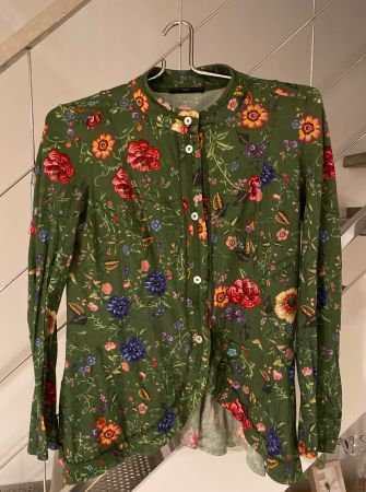 HIGH use Designer Strickjacke / Cardigan Grün Floral