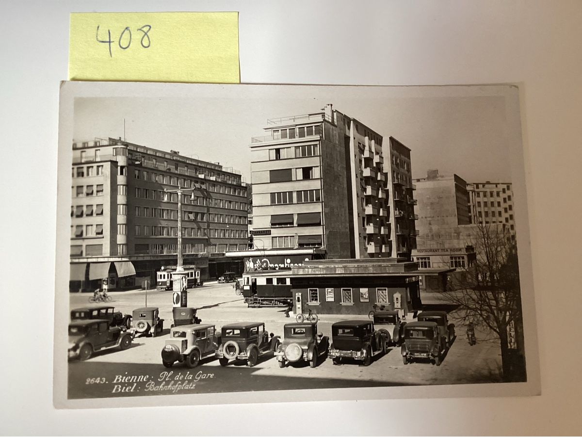 Cartoline postali: Ansichtskarte Biel Bahnhofplatz 1932 gestempelt – Usato da Niederwil AG venduto da dahu75