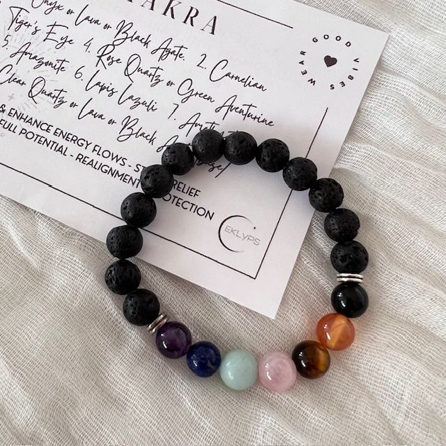 Bracciali & Braccialetti: Bracelet 7 chakras - base cristal pierre de lave – Nuovo e nell'imballaggio originale da Pully venduto da sunaddict 2