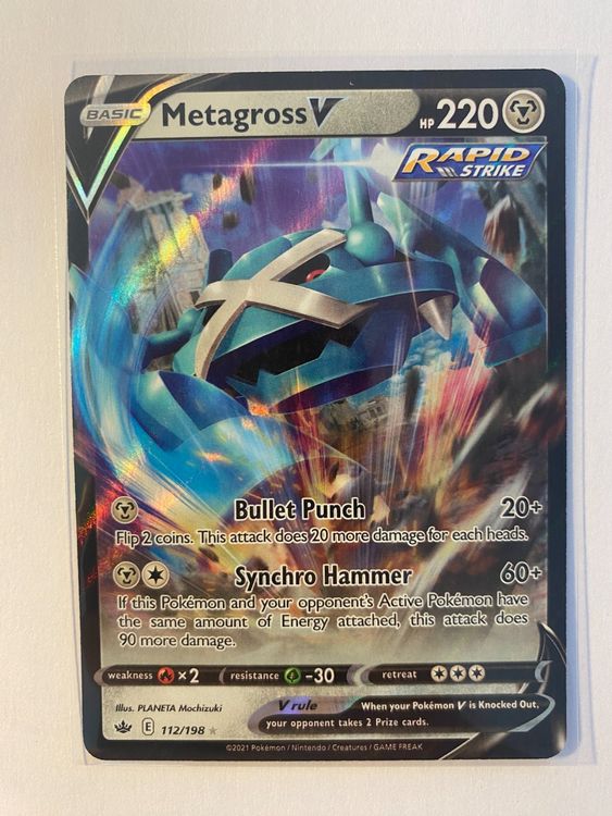 thumbnail image 2 of Metagross V Pokemon Card - Ultra Rare 112/198 Chilling Reign 2 of 10
