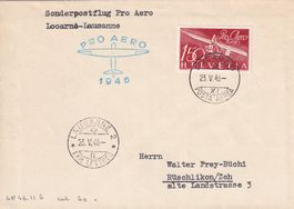 Sonderflug Pro Aero 23.5.1946 Locarno-Lausanne