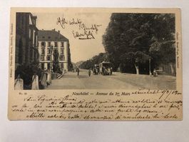 Neuchatel - Avenue du 1er Mars  1900  - Tram
